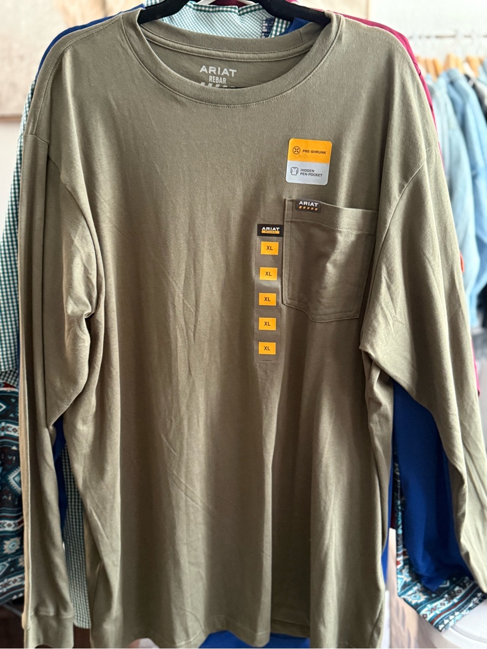 Ariat Long-Sleeve Pocket Tee in Olive Green